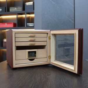 Premium Sapele Wood Modular Cigar Humidor Cabinet | Stackable Dual-Unit Design
