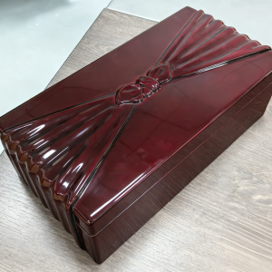 Burgundy High-Gloss Bow Wooden Gift Box | Decorative & Functional Storage