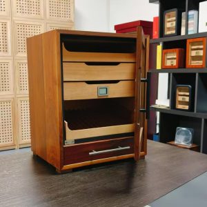 Premium Red-Brown Solid Wood Cigar Humidor Cabinet | Large Capacity