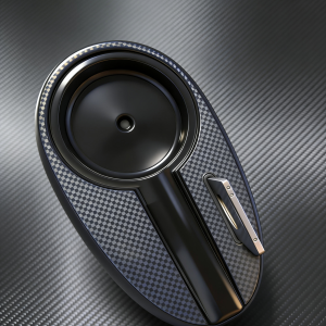 Luxury Carbon Fiber 2-in-1 Cigar Ashtray with Built-in V-Cutter: The Ultimate Portable Cigar Accessory